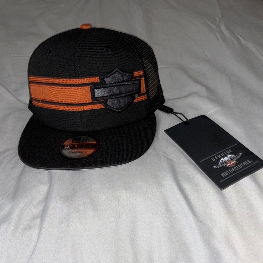 Harley-Davidson Black and Orange Mesh Cap